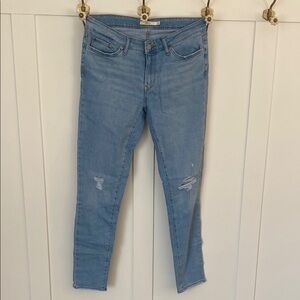 Light Blue 711 Skinny Jeans with Distressed Details